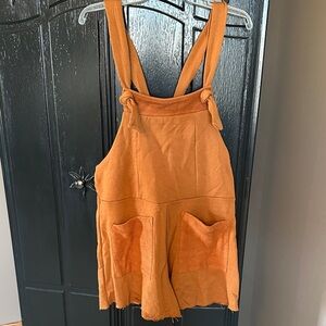 BUCKETLIST Rust Orange Terry Knit Short overalls